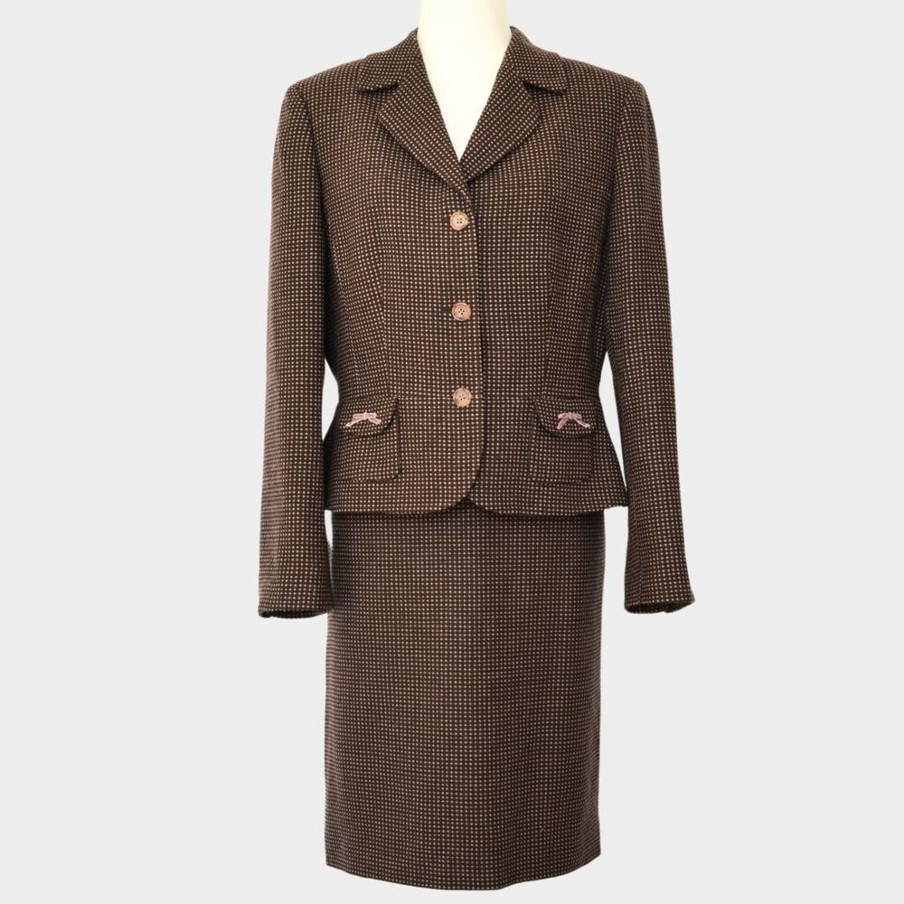 TAHARI ASL Women's Blazer & Skirt Suit Set Brown/Pink Size 12